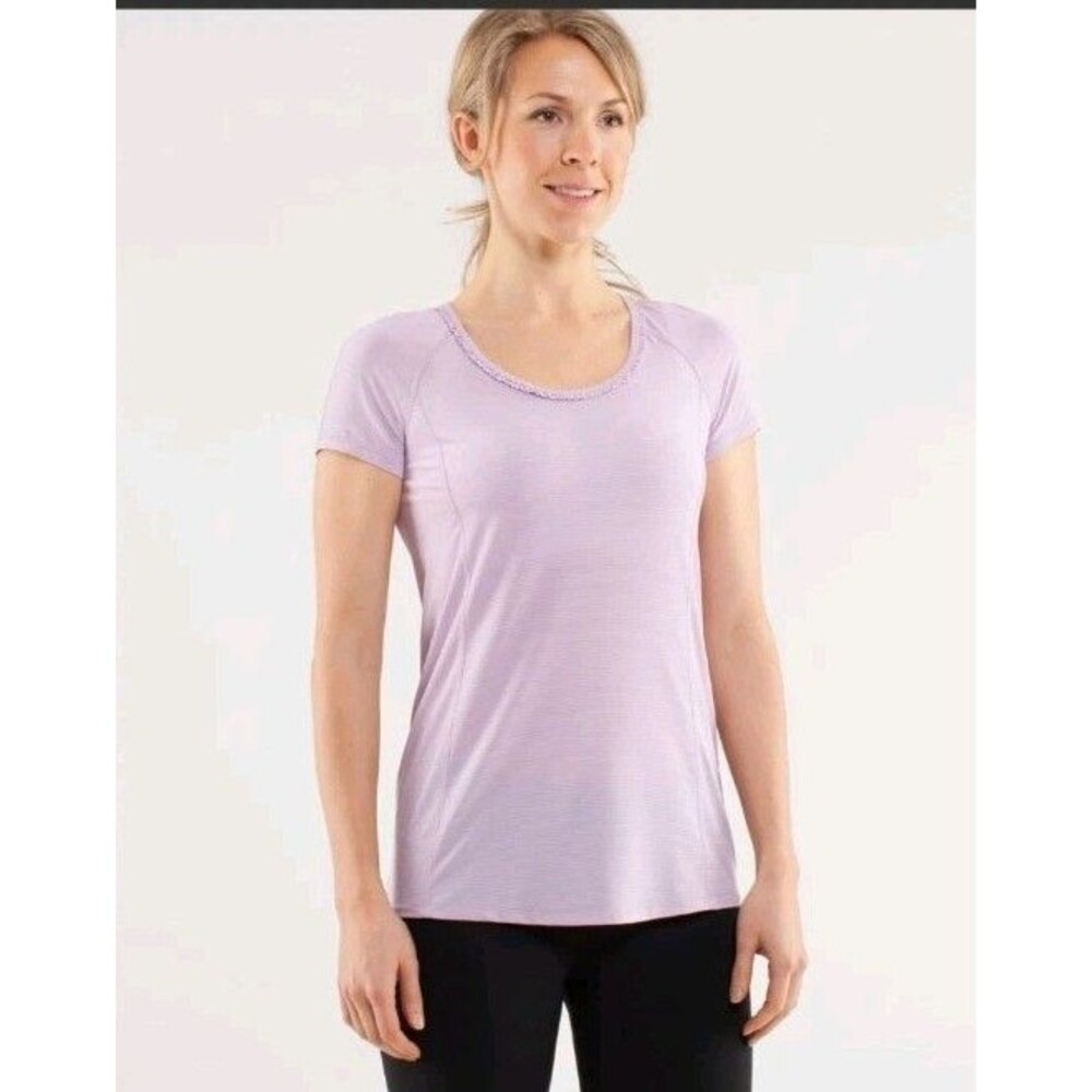 Lululemon Run: Wild Short Sleeve TechHeathered Rose Quartz Small Activetop
